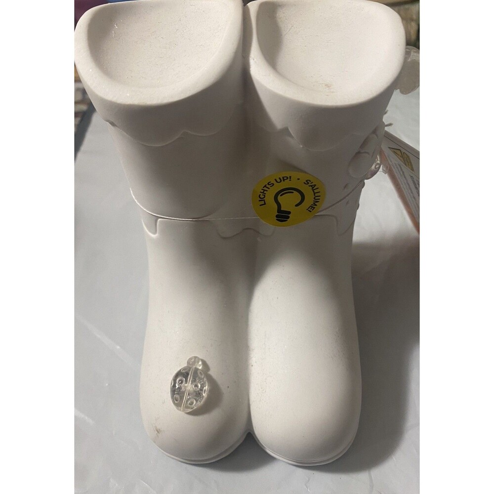 Make Market DIY CERAMIC READY TO PAINT RAIN BOOTS GARDENING Light Up SOLAR